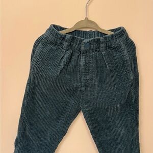 Zara Green Corduroy Pants with Tapered Legs